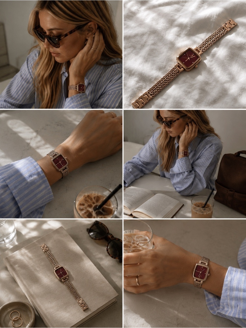Women’s Gold Square Watch Red Dial Luxury Mesh Band Elegant Waterproof - Picture 3 of 6